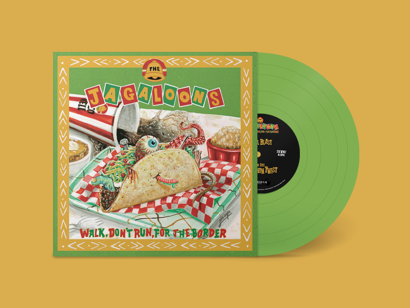 SRW197a_bandcamp_vinyl_12in_template-5 The Jagaloons - Walk, Don't Run For The Border (Guacamole Green 10" Vinyl EP) - SHARAWAJI.COM